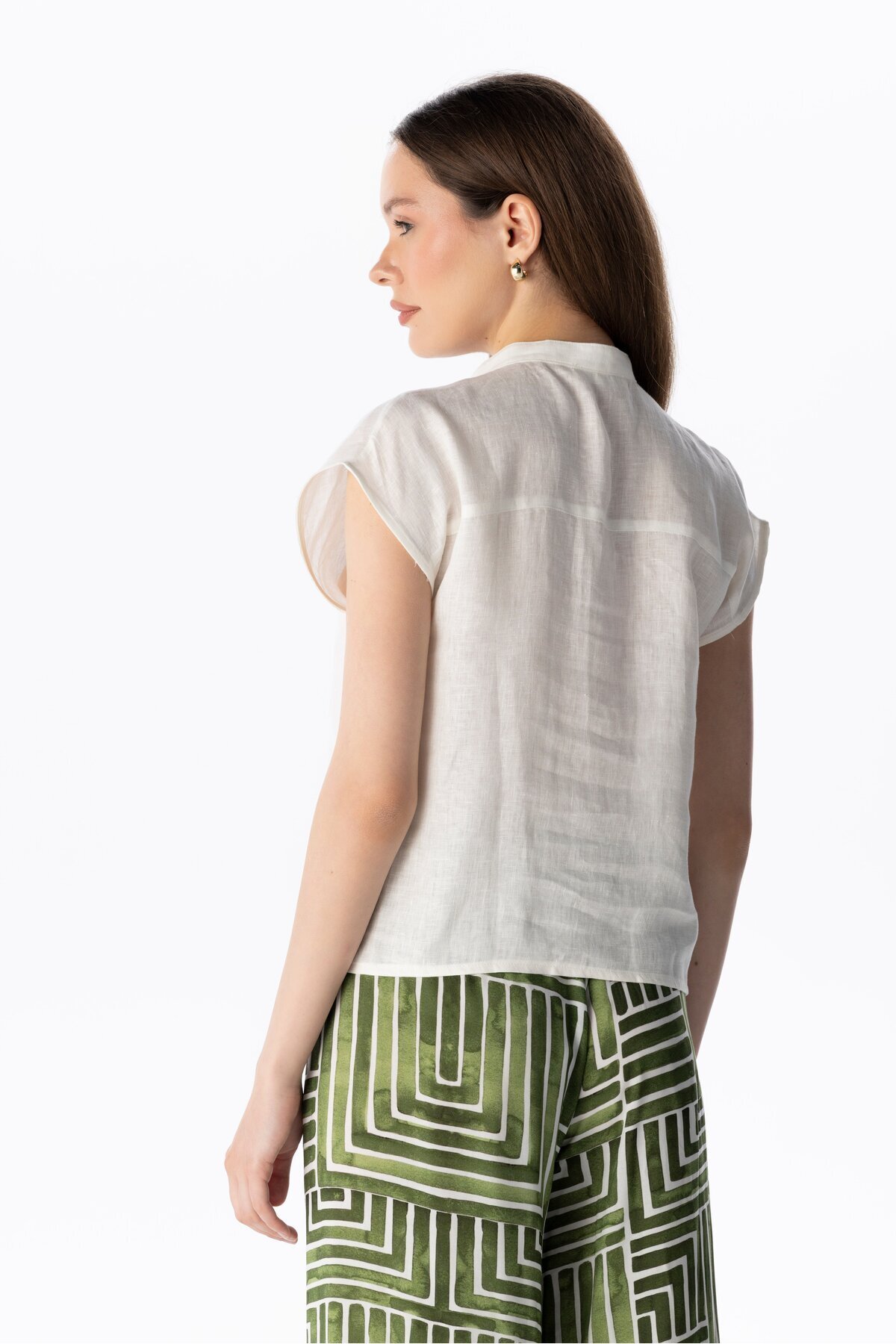 LINEN BUTTON TOP