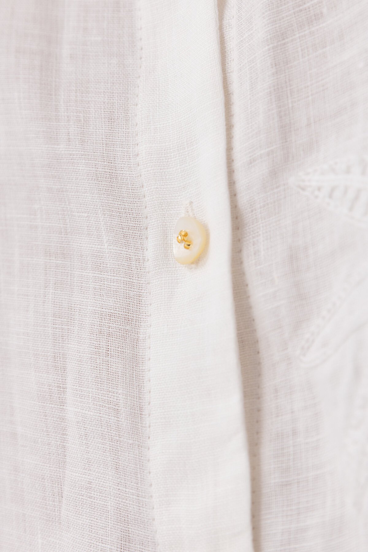 White Daisy | Keten Nakışlı Gömlek