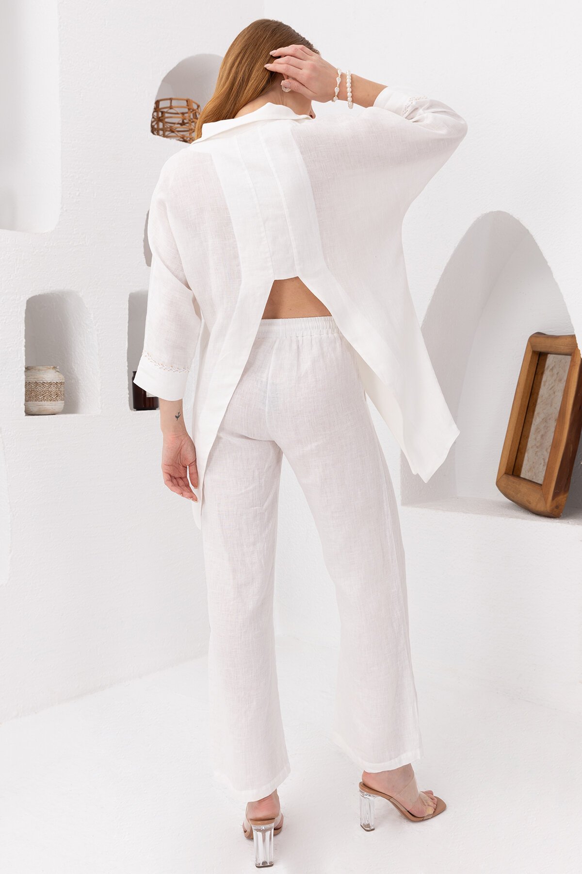 White Daisy | Keten Pantolon