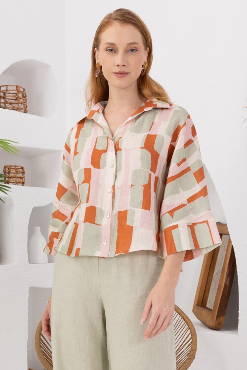 Papaya | Keten Kısa Gömlek