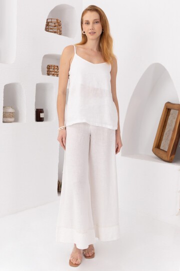 White Daisy | Keten Bol Paça Pantolon