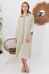 Green Papaya | Nakışlı Keten Uzun Gömlek