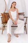 White Daisy | Keten Askılı Bluz
