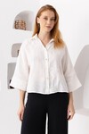 White Daisy | Keten Nakışlı Gömlek